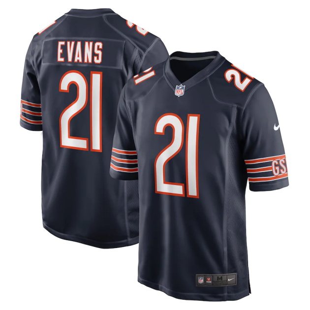 mens nike darrynton evans navy chicago bears game player jersey